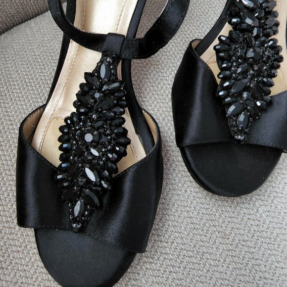 Glam Black Beaded Strappy heels by Alex Marie-Womens Sz 7.5M-New/Store Model - Picture 2 of 8